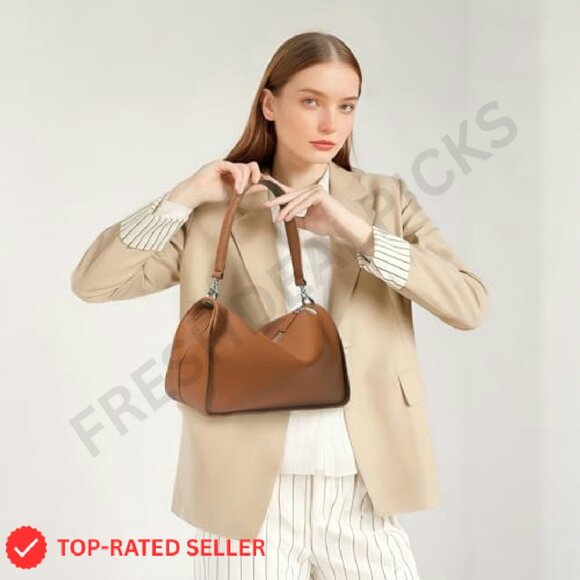 Genuine Leather Shoulder Bag Crossbody Hobo Adjustable Strap Elegant Minimal - Picture 3 of 8